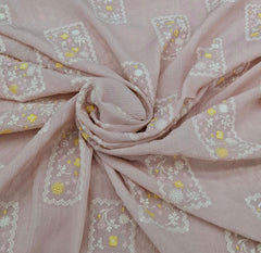 Pink Peach Multicolor Patchwork Wrinkled Chanderi Embroidery