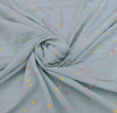 Pastel Blue Multicolor Butti Wrinkled Chanderi Embroidery