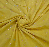 Yellow Multicolor Butti Wrinkled Chanderi Embroidery
