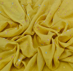 Yellow Multicolor Butti Wrinkled Chanderi Embroidery