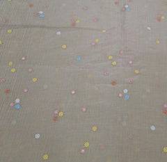 Beige Multicolor Butti Wrinkled Chanderi Embroidery
