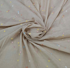 Beige Multicolor Butti Wrinkled Chanderi Embroidery