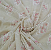 Beige Multicolor Patchwork Wrinkled Chanderi Embroidery