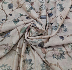 Beige Gold Multicolor Floral Jal Tissue Chanderi Print