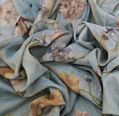 Blue Multicolor Floral Tissue Chanderi Print