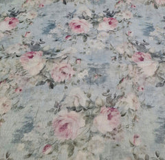 Whiteish Blue Multicolor Floral Tissue Chanderi Print