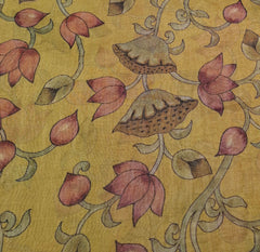 Yellow Multicolor Floral Jal Tissue Chanderi Print
