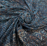 Blue Black Brown Modal Satin Animal Ajrakh Print