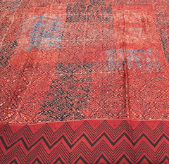 Red Black Brown Modal Satin Floral Ajrakh Print