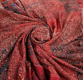 Red Black Brown Modal Satin Floral Ajrakh Print