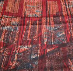 Red Brown Modal Satin Tribal Geometric Ajrakh Print
