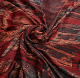 Red Brown Modal Satin Tribal Geometric Ajrakh Print