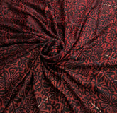 Red Black Modal Satin Batik Ajrakh Print
