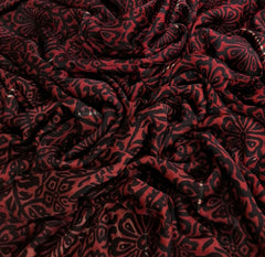 Red Black Modal Satin Batik Ajrakh Print