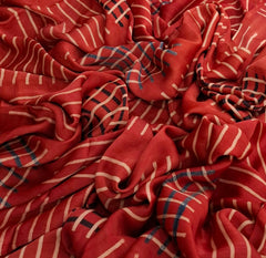 Red White Modal Satin Batik Ajrakh Print