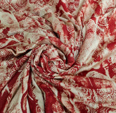 Red White Modal Satin Paisley Batik Ajrakh Print