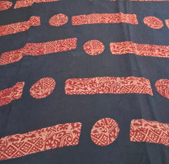 Black Red Modal Satin Floral Batik Ajrakh Print