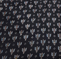 Black Navy Floral Butti Modal Satin Ajrakh Print