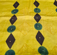 Mustard Black Green Modal Satin Geometric Print