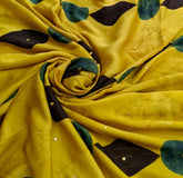 Mustard Black Green Modal Satin Geometric Print