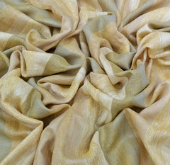 Yellow Green Beige Striped Handloom Linen