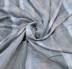 Blue Beige Green Striped Handloom Linen