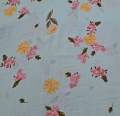 Light Blue Floral Multicolour Mul Cotton Printed