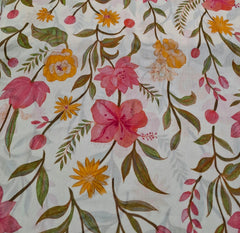 Cream Floral Mul Cotton Printed