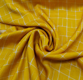 Yellow Checks Modal Satin Printed