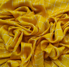 Yellow Checks Modal Satin Printed
