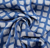 Cobalt Blue Checks Modal Satin Printed