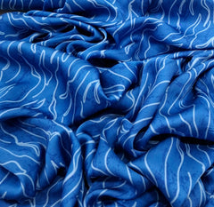 Cobalt Blue Waves Modal Satin Printed