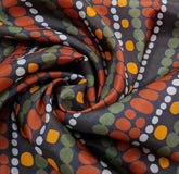 Black Green Multicolour Stripes Dotted Habutai Silk Printed