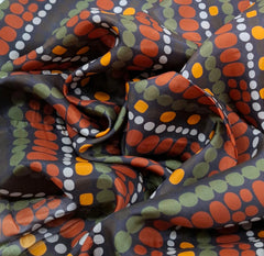 Black Green Multicolour Stripes Dotted Habutai Silk Printed