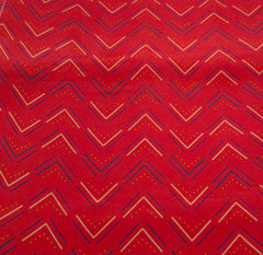 Red Zig Zag Habutai Silk Printed