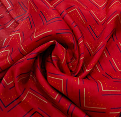 Red Zig Zag Habutai Silk Printed