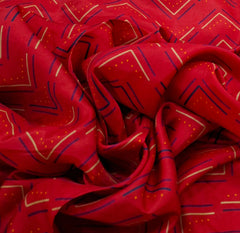 Red Zig Zag Habutai Silk Printed