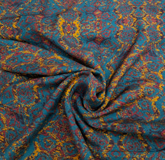 Teal Blue Geometric Muslin Printed