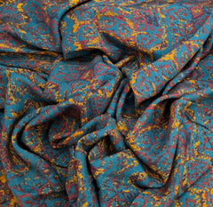 Teal Blue Geometric Muslin Printed