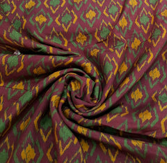 Maroon Geometric Ikkat Muslin Printed