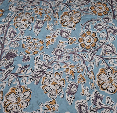 Pastel Blue Kalamkari Modal Satin Printed