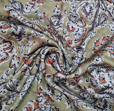 Tea Green Kalamkari Modal Satin Printed