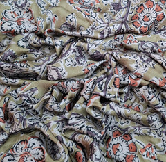 Tea Green Kalamkari Modal Satin Printed
