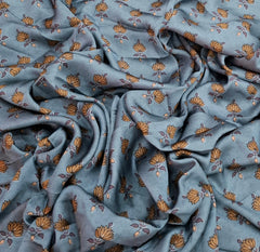 Pastel Blue Floral Butti Modal Satin Printed