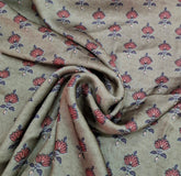 Tea Green Floral Butti Modal Satin Printed