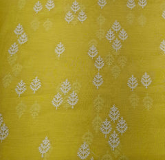 Yellow Tree Thread & Sequin Mul Chanderi Embroidery