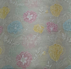 Beige Floral Jal Multicolour Thread Mul Chanderi Embroidery