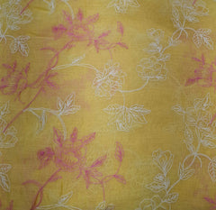 Yellow Pink Floral Jal Thread Mul Chanderi Embroidery
