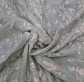 Pastel Green Tissue Applique Work Mul Chanderi Embroidery