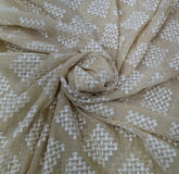 Beige Diamond Thread Work Mul Chanderi Embroidery